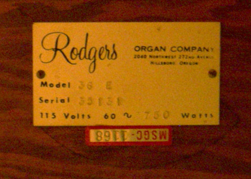 Rogers Organ Label